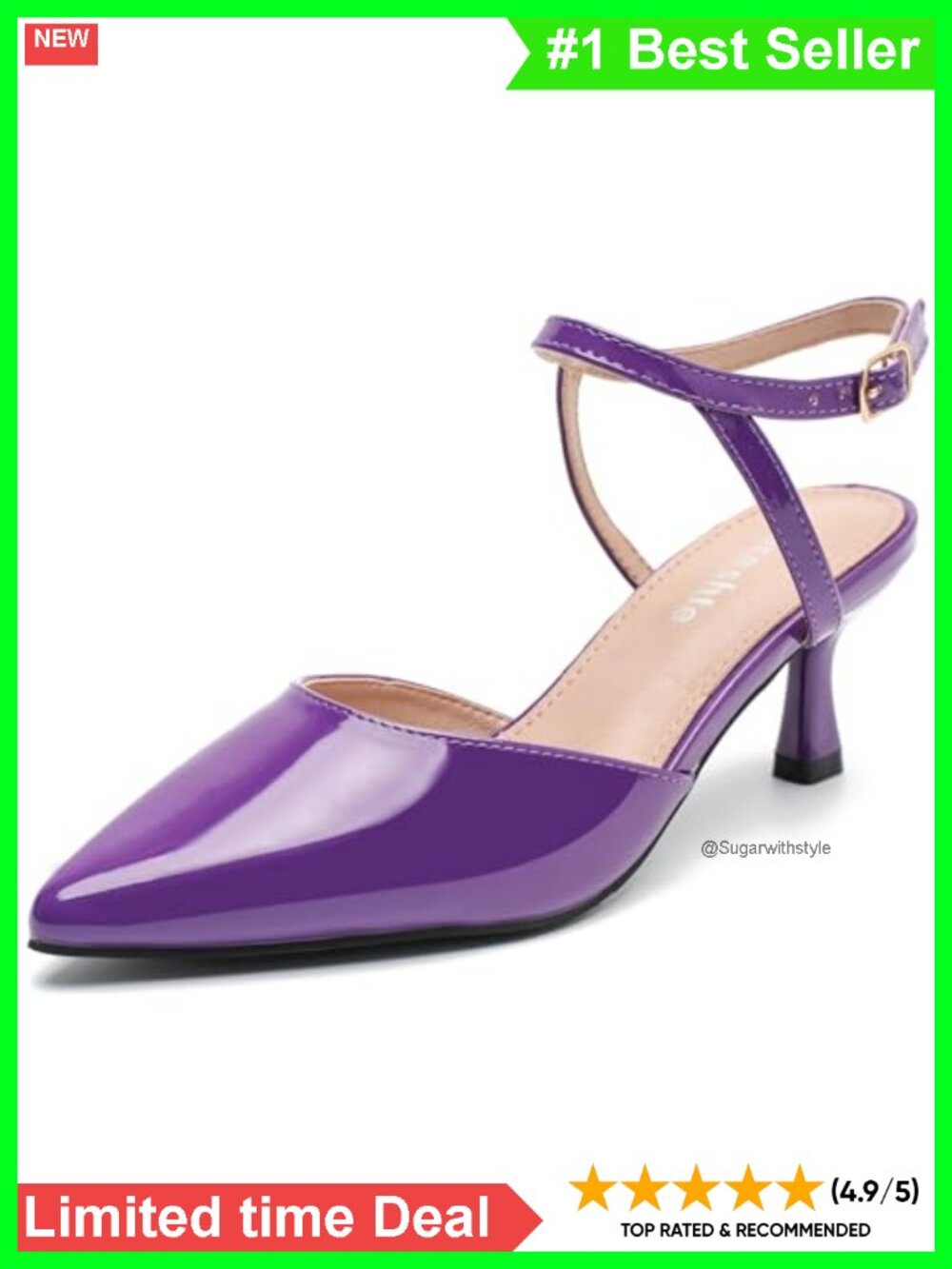 Pointed Toe Kitten Heel Ankle Strap D'Orsay Pumps Slingback Sandals